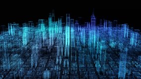 The Digital City. 3d Technology Concept. 3d animation - Powered by Shutterstock - Get 15% off with code: PIKWIZARD15