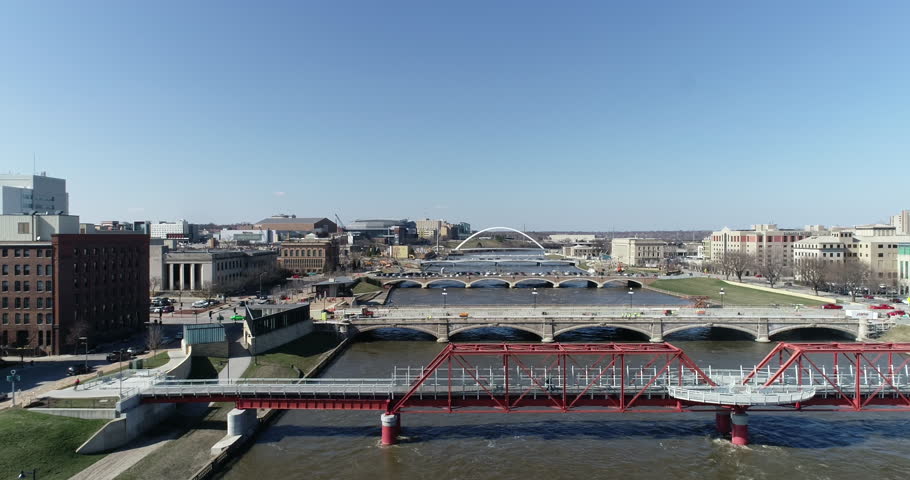 Aerial Drone Des Moines Iowa City Skyline