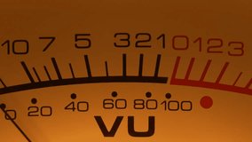 Ungraded: Analog VU meter arrow moves in sync with sound level of vintage hi-end reel-to-reel tape recorder. Ungraded H.264 from camera without re-encoding.