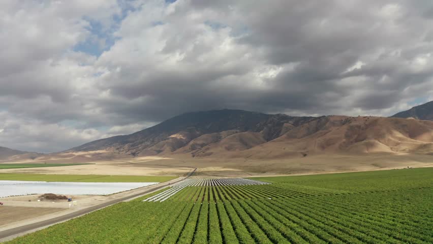 Farm Land with clouds aerial view