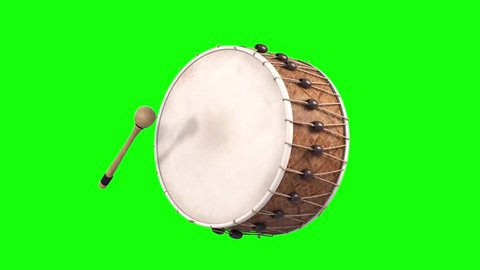 ramadan drum playing animation green screen isolated 3d render
