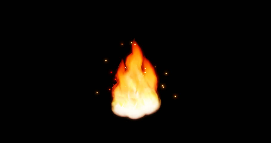 Cartoon Camp Fire 4K. Flamethrower isolated on black background with alpha channel. Perfect for animations, digital composition. Royalty-Free Stock Footage #1026949634