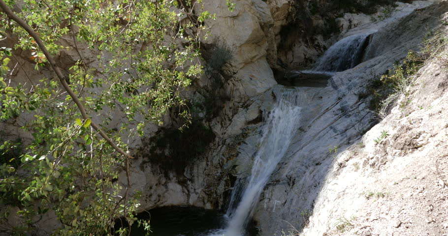 High Angle Waterfall Tree in Foreground, Switzer Falls Angeles National Forest Los Angeles
