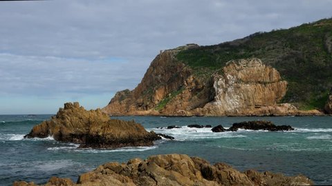 Knysna Heads, view of rocks and heads. Garden Route. Western Cape. South Africa.