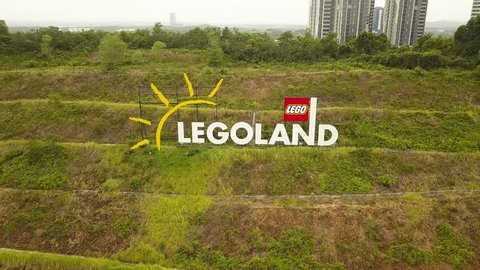 Malaysia, JOHOR BAHRU - December 29, 2018: Aerial shot of Legoland amusement theme park , Johor, Malaysia