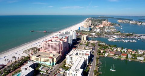 Aerial Shot of Tampa City Skyline, Beaches, and Bay, Florida