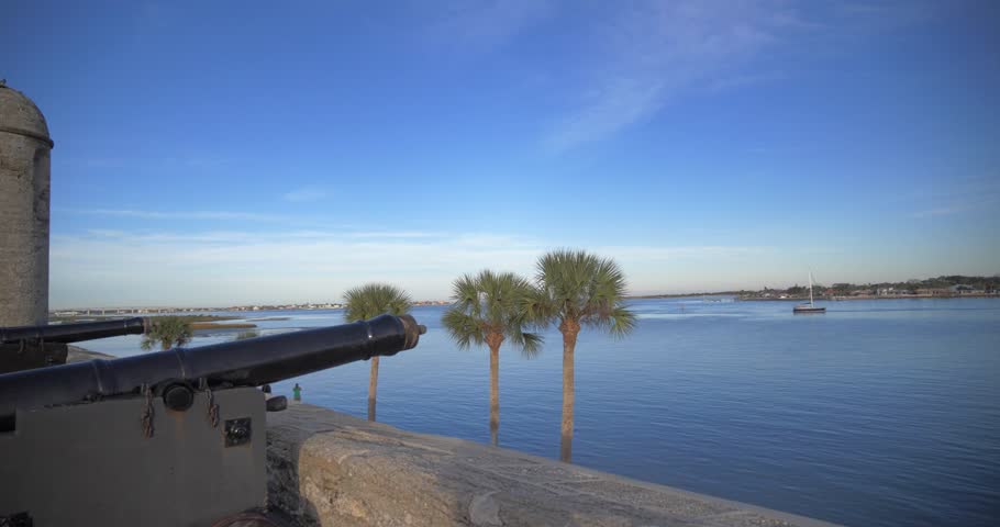 Old Cannons Pointed Out Over Bay, Ocean, Florida