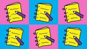 kids drawing pop art seamless background with theme of notebooks