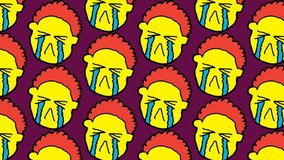 kids drawing pop art seamless background with theme of man crying