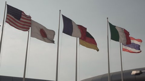 Variety of national flags.
