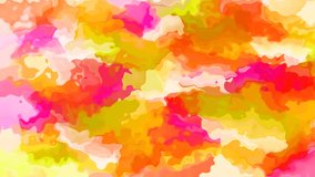 abstract animated twinkling stained background seamless loop video - watercolor splotch effect - fresh spring hot pink yellow orange green white color