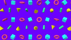 Fashion motion pattern. Colorful 3d abstract background. Minimal animation art. abstract 3d shapes background. funky background. crazy motion graphics backdrop. 3d minimal motion art 4k
