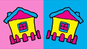 kids drawing pop art seamless background with theme of House