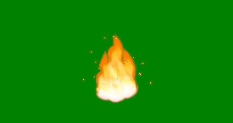 Cartoon Fire 4K. Flamethrower isolated on green screen background. Perfect for animations, digital composition 3D.