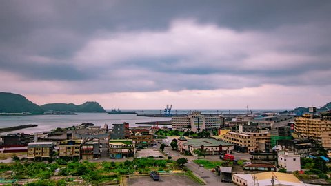 Time Lapse - Cloudy Day in a Harbor Town in Taiwan - 4K