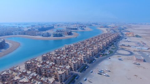 Al Hiran, Kuwait. artificial islands, construction of new houses (aerial view)