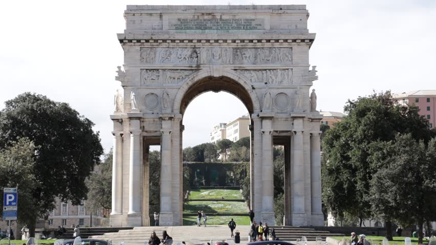 Genova, Liguria, Italy. 04/05/2019. Victory Arch. Triumphal Arch or Victory Arch. Made during the fascist regime and dedicated to the fallen of the First World War