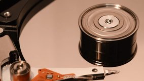 Hard Disk Drive, Close up of a hard disk drive reading and writing data. 4K UHD Video.