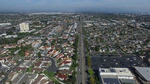 4K Aerial of Urban Residential Neighborhood homes Anaheim California 01.MOV