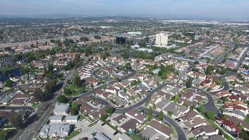 4K Aerial of Urban Residential Neighborhood homes Anaheim California 02.MOV