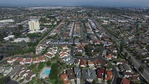 Aerial of Residential Neighborhood homes Anaheim California 04.MOV