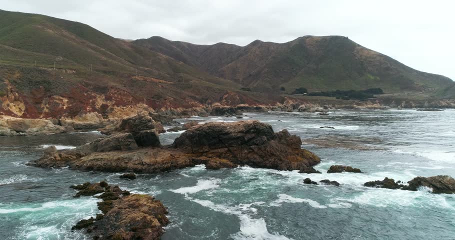 Aerial View of Big Sur Coast High Way 1 near Monterrey California