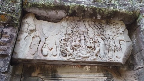 bas-reliefs of the temple of Ta Prohm in Angkor Wat (Siem Reap, Cambodia) 