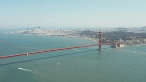 Aerial video of the San Francisco Golden Gate Bridge