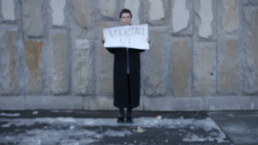 the girl has a banner