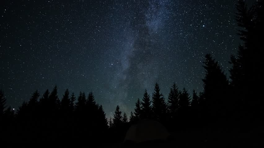 Time lapse of Star trails in the night sky. 4K