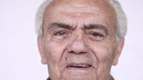  Senior Elderly Happy Man, Close up Slow Motion Video