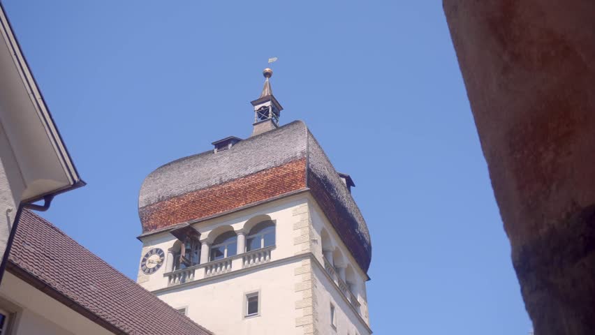 Martinsturm (St. Martin’s Tower), medieval building in Baroque style, the tallest landmark in Bregenz, Austria