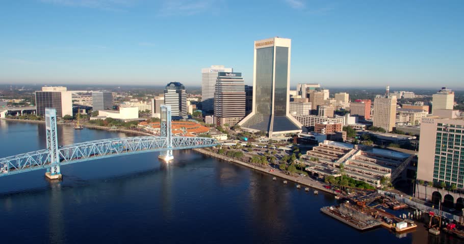 Jacksonville, Florida / United States - November 2, 2018: Jacksonville Florida Skyline, Aerial Drone