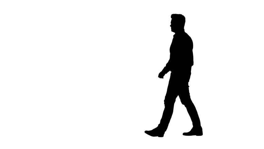 Silhouette Casual Man Walking. : vidéo de stock (100 % libre de droit