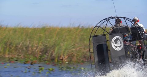 Everglades, Florida / United States - September 27, 2018: Everglades Tour, Group Exploring Swamp on Airboat
