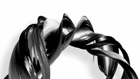 3D looped animation of abstract black-white ribbons twisting and move around with glitter in the light. 4k seamless footage with luma matte as alpha channel for easy change background. Ver. 51