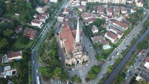 Petropolis Cathedral aerial view. Baroque Church near Rio de Janeiro Brazil