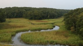 River snakes through the marsh land of Virginia