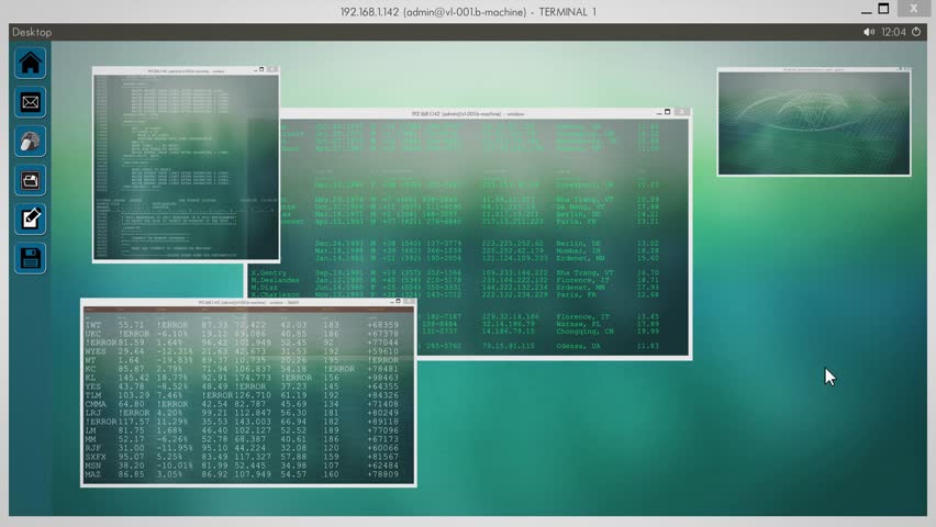 Loopable Fullscreen Desktop with Windows - PC / Linux - Windows with Code and Graphs. 4K