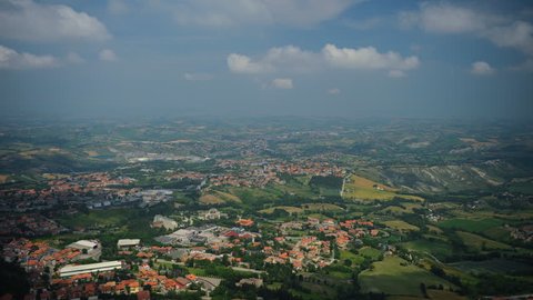 Time Lapse Aerial View of San Marino Amazing Landscape Countryside Rural Concept