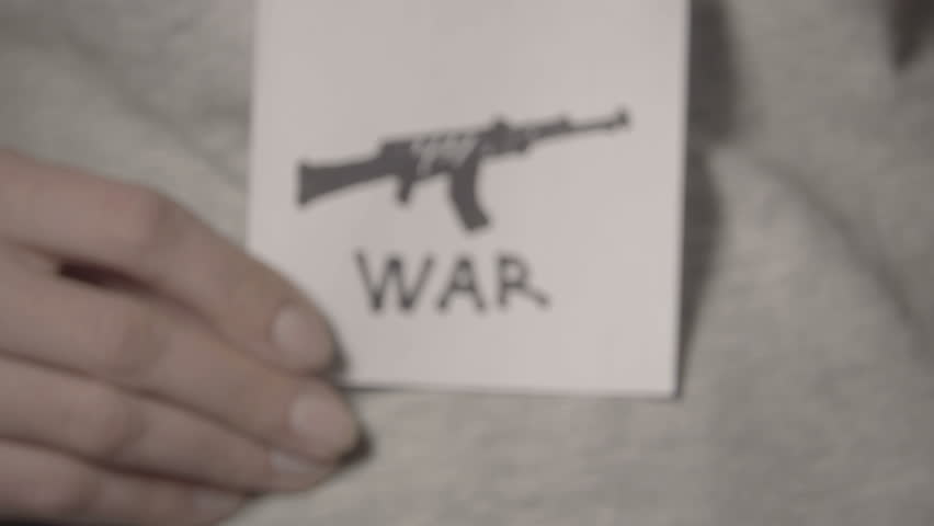 War, stop war poster in woman