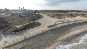 Caesarea Old City Walls and Restoration Works. Israel