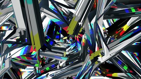 flight through 3d colorful shattered polygonal tunnel background new quality motion graphics animation cool nice beautiful 4k video stock footage