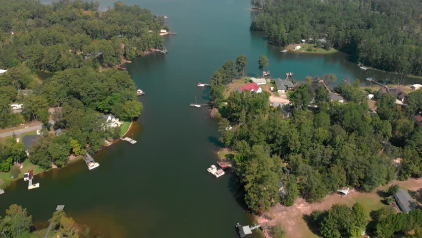 Aerial footage of Lake Murray in South Carolina.