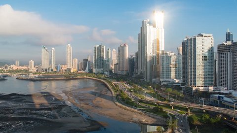 Panama City, Panama, Central America - CIRCA 2016: city skyline time lapse