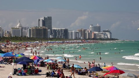 Miami, Florida, USA - CIRCA 2018: South Beach, Miami Beach, Gold Coast