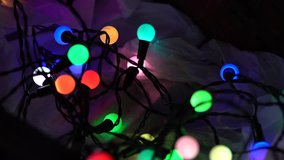 Abstract Colorful Christmas Lights Bokeh Background. 4K. Blinking Christmas Tree Lights Twinkling. Winter Holidays Concept. DOLLY SHOT - Powered by Shutterstock - Get 15% off with code: PIKWIZARD15