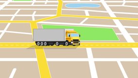 Cartoon Lorry Truck Ride Through the City GPS navigation