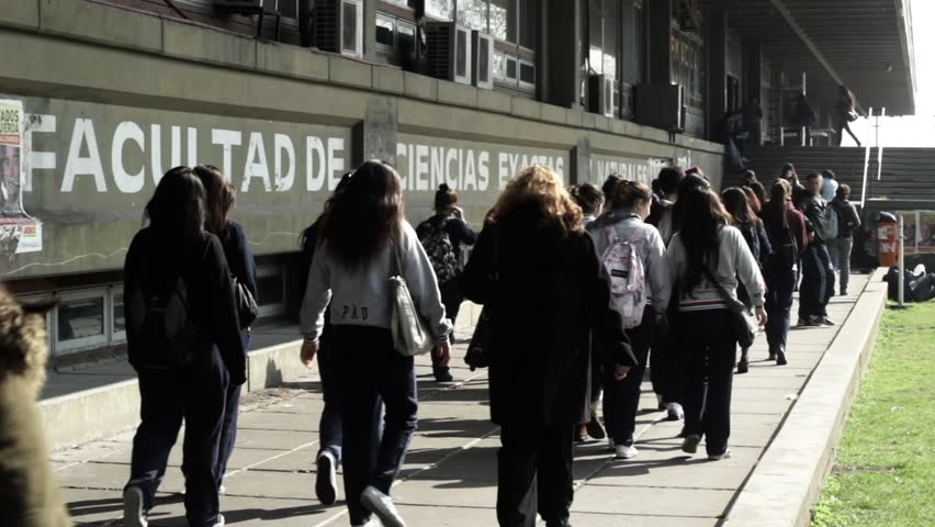Crowd of Students Walking at University of Buenos Aires Campus, Ciudad Universitaria, Argentina