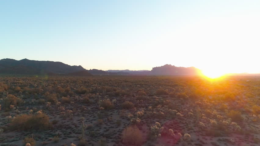 Aerial View of Sonoran Desert during Sunrise with Astounding Colors : Descending